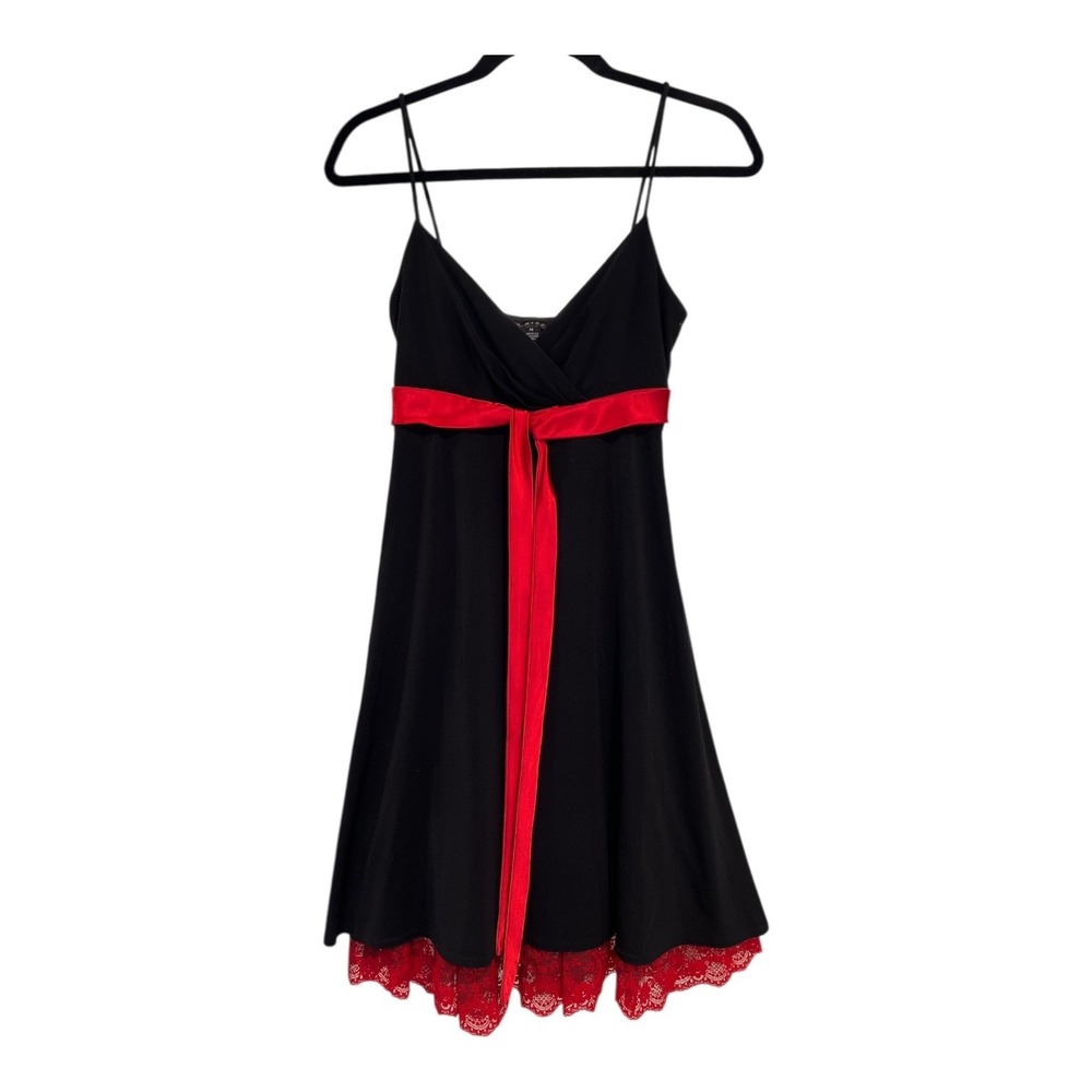 Rockabilly Fit Flare Cocktail Dress Black Red Lace Pinup Burlesque‎ Retro Glam M